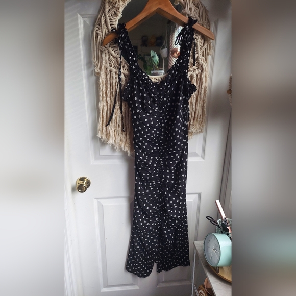 Lulu's Black and White Polka Dot Midi Dress - Picture 2 of 7